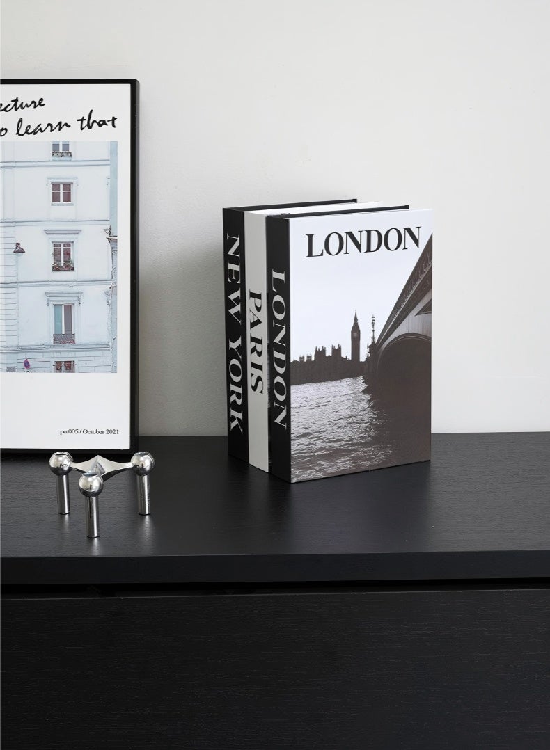 JUNYOUK Decorative Books for Home Decor,Set of 3 Stylish Fake Books of Room Books Decor Aesthetic,for Coffee Table Decor,Living Room, Table, Shelf Decor,Modern Hardcover Stacked Display Books - Image 4