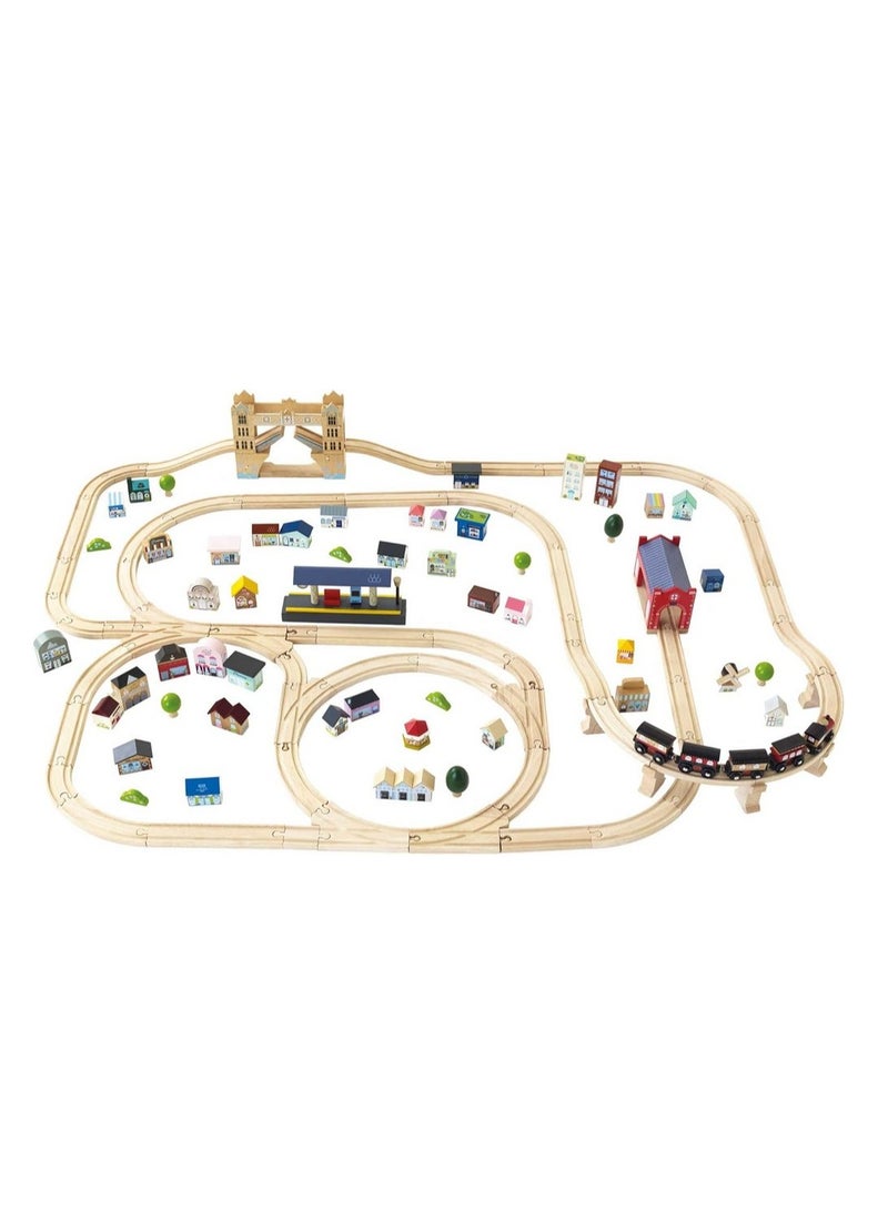 Le Toy Van London Train Set - 120-Piece Wooden Train Set, Pretend Play Toy for Kids, Interactive Train Station, London-Themed Train Accessories, Gift for Children - Image 1