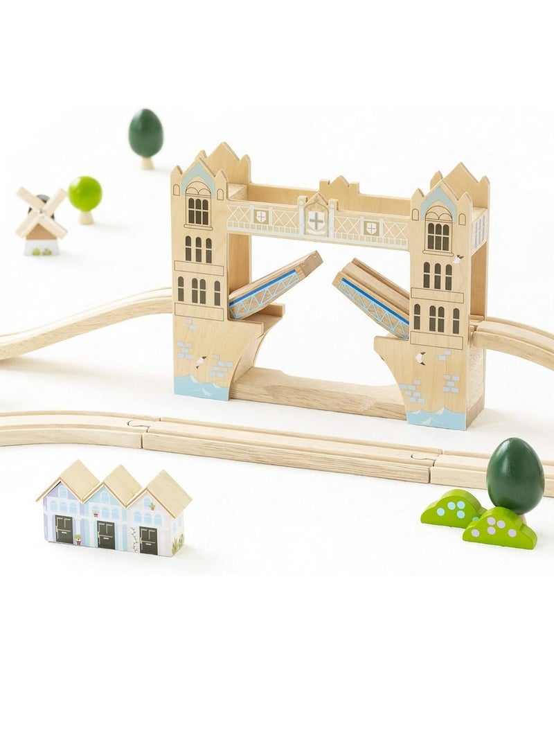 Le Toy Van London Train Set - 120-Piece Wooden Train Set, Pretend Play Toy for Kids, Interactive Train Station, London-Themed Train Accessories, Gift for Children - Image 4