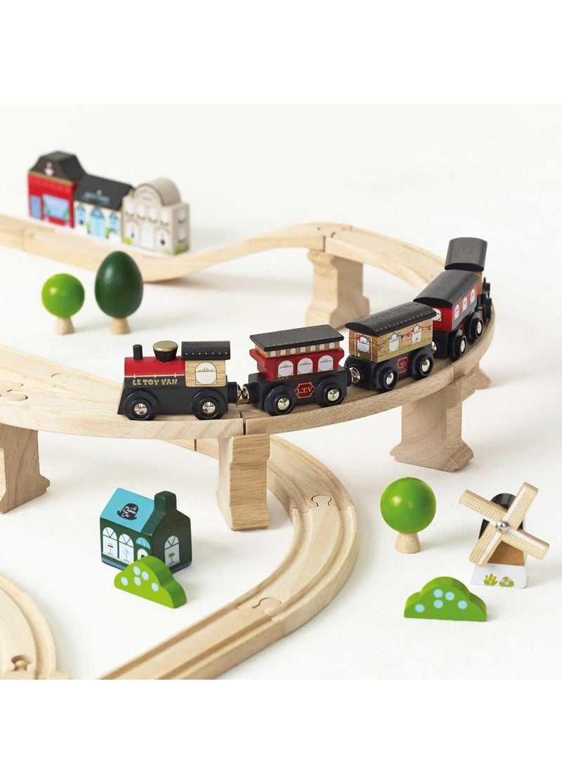 Le Toy Van London Train Set - 120-Piece Wooden Train Set, Pretend Play Toy for Kids, Interactive Train Station, London-Themed Train Accessories, Gift for Children - Image 5