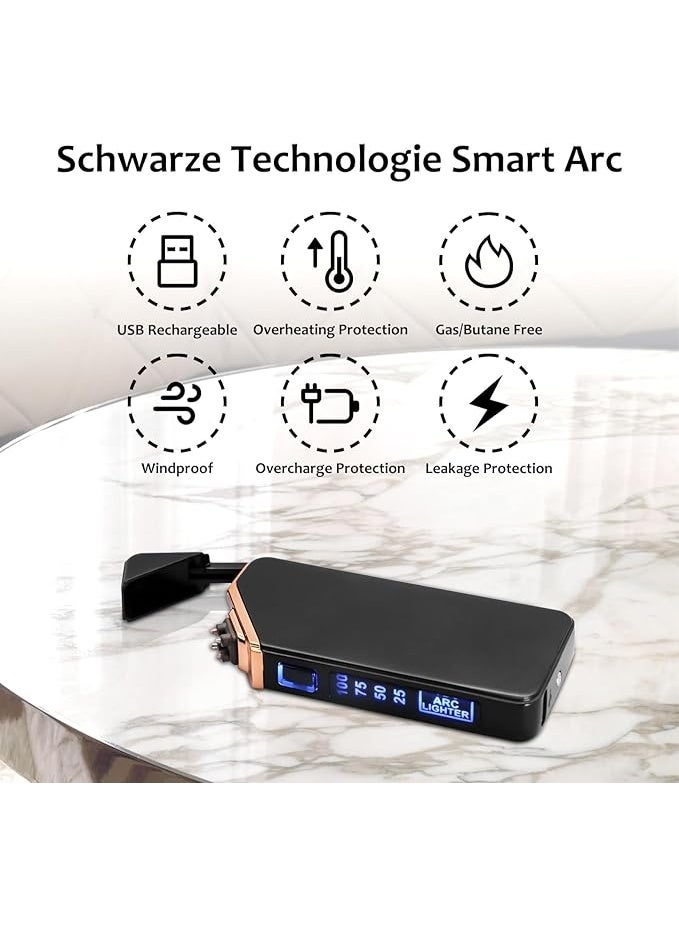 ولاعة كهربائية، قابلة لإعادة الشحن عبر منفذ USB، ولاعة قوسية مقاومة للرياح، سوداء، بتصميم عصري - Image 3