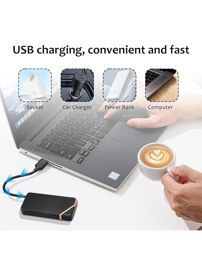 ولاعة كهربائية، قابلة لإعادة الشحن عبر منفذ USB، ولاعة قوسية مقاومة للرياح، سوداء، بتصميم عصري - Image 4