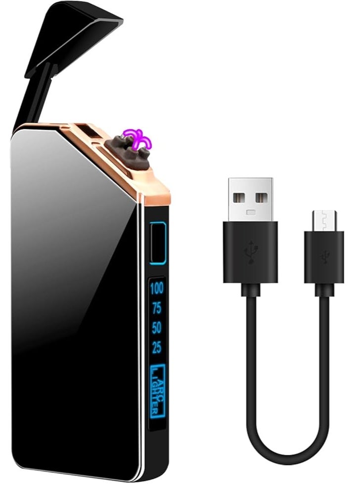 ولاعة كهربائية، قابلة لإعادة الشحن عبر منفذ USB، ولاعة قوسية مقاومة للرياح، سوداء، بتصميم عصري - Image 1