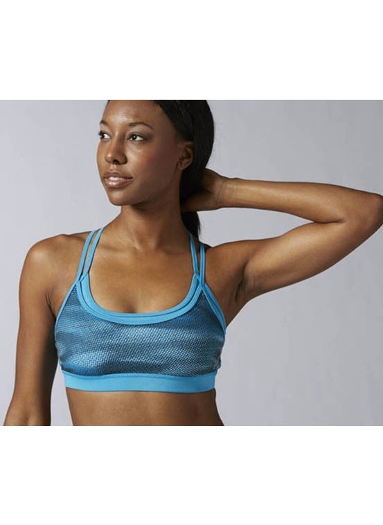 Reebok Women Workout Ready Printed Mesh Bra, Wild Blue  - Image 1