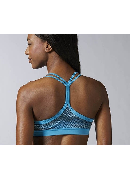 Reebok Women Workout Ready Printed Mesh Bra, Wild Blue  - Image 2