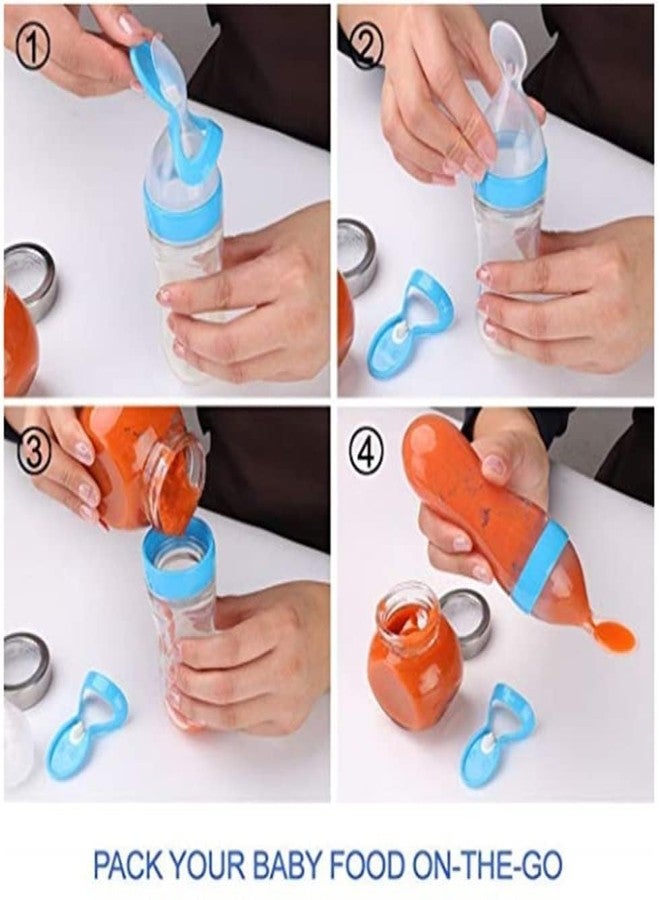 ROFORUF Baby Teething & Feeding Combo Pack | Silicone Spoon Bottle 90ml, Fruit Nibbler Pacifier, Fruit Shape Teether, Finger Toothbrush & Waterproof Baby Bib | BPA-Free Infant Essentials (Combo of 5 (3)) - Image 2