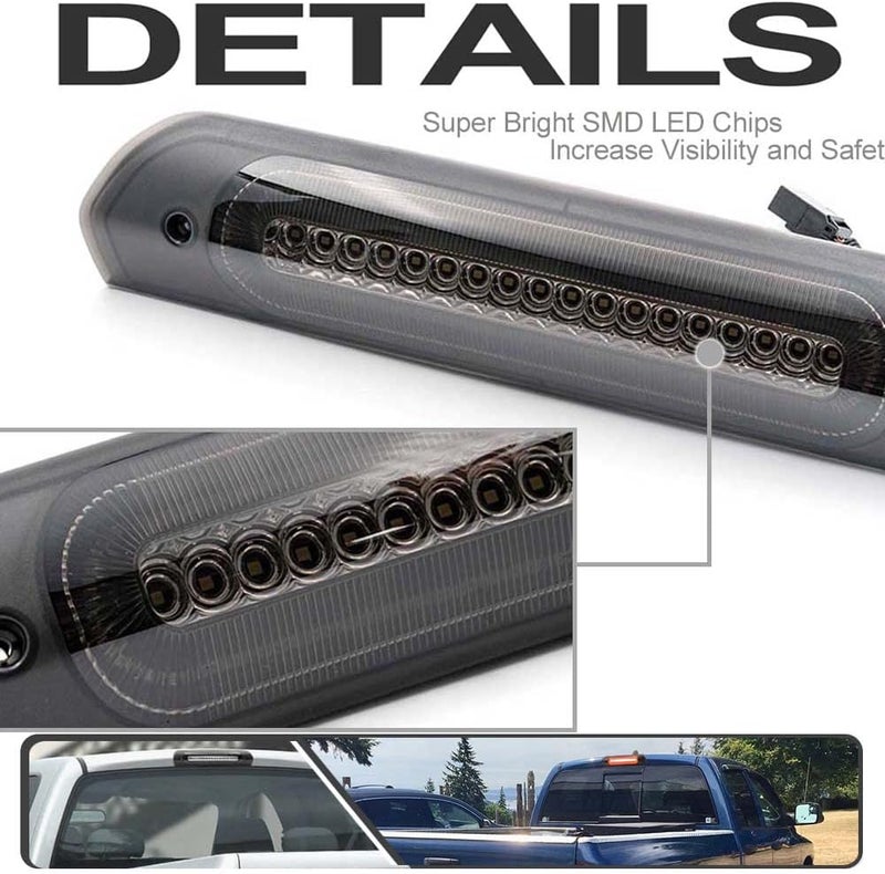 Mingrui test LED 3rd Third Brake Light for Dodge Ram 1500 2500 3500 2009-2018 with Strobe Feature Smoked Lens - Image 4