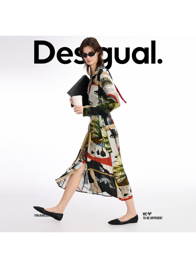 DESIGUAL spring-summer 25 Printed Belted Lapel Dress - Image 5
