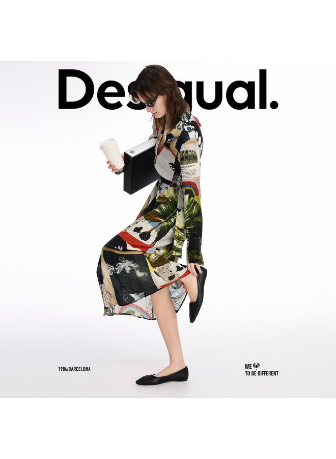 DESIGUAL spring-summer 25 Printed Belted Lapel Dress - Image 2