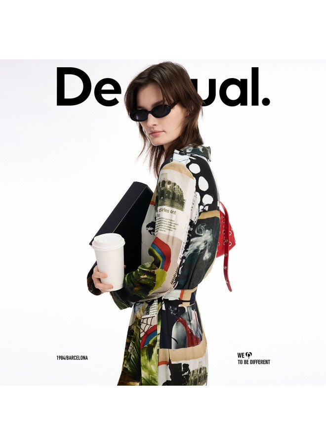 DESIGUAL spring-summer 25 Printed Belted Lapel Dress - Image 3