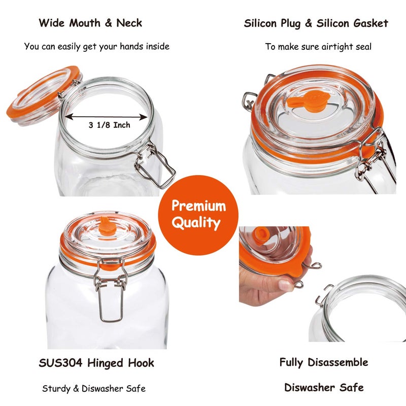 JILLMO Fermentation Kit, 1.5 Liter Fermentation Jar with Fermenting Weights and Airlocks, Pack of 2 - Image 3