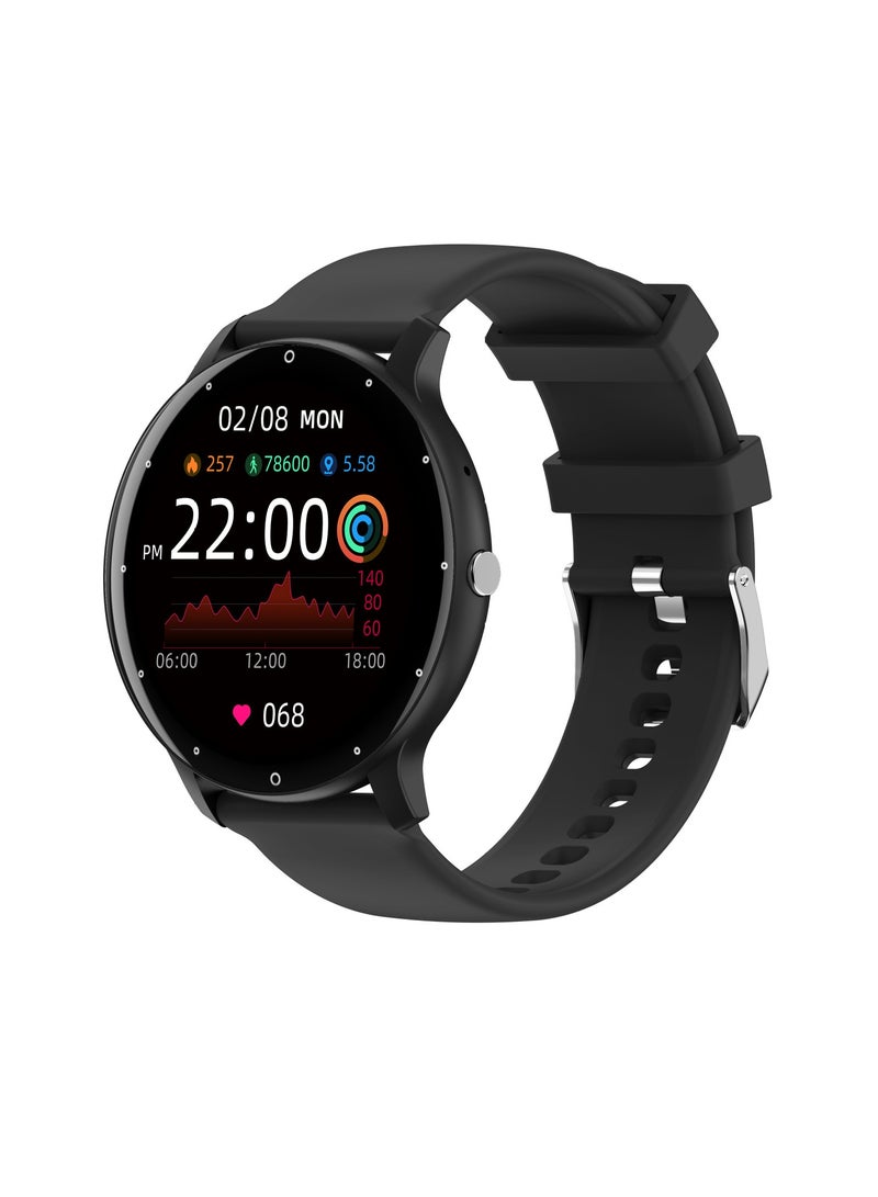 ساعة ذكية ZL02C Pro، ساعة تتبع النوم مقاومة للماء وصديقة للبشرة، ساعة ذكية خفيفة الوزن لمراقبة الصحة مع مراقب معدل ضربات القلب أثناء النوم، (قطعة واحدة، أسود، حزام سيليكون) - Image 1