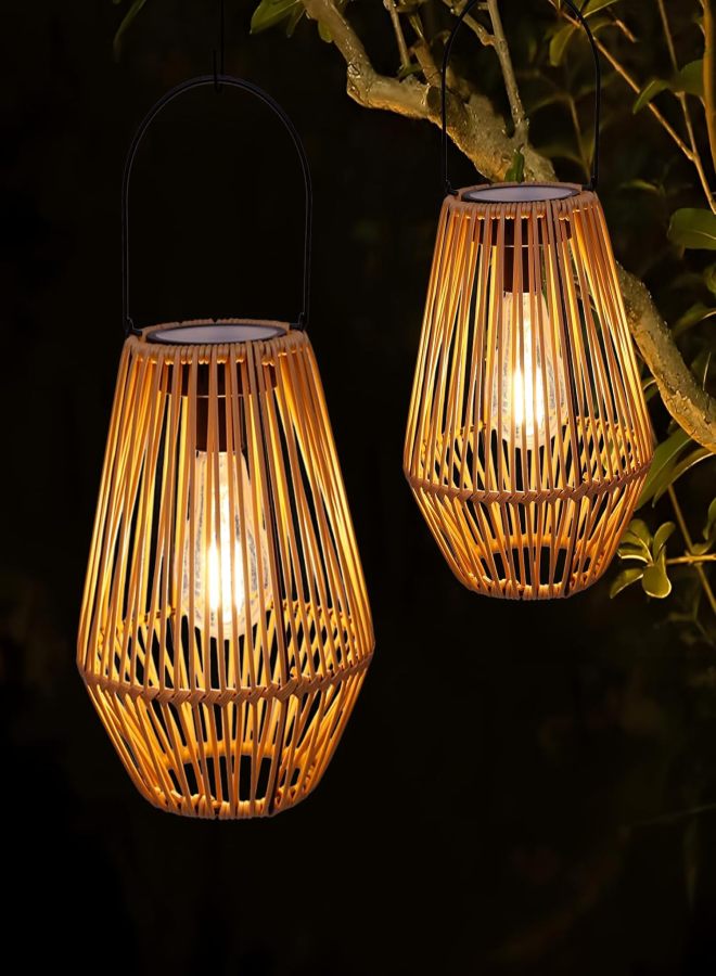 Outdoor willow solar lights, waterproof, bohemian style, suitable for outdoor hanging, vine lights, suitable for garden, terrace, porch, tree, lawn, path decoration, 2pcs - Image 2