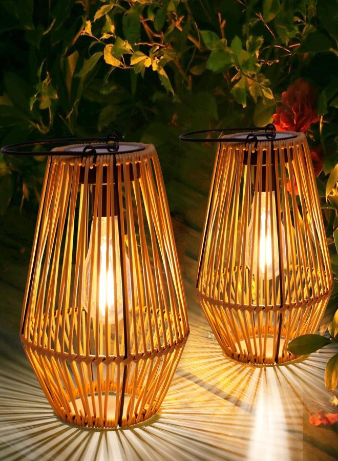 Outdoor willow solar lights, waterproof, bohemian style, suitable for outdoor hanging, vine lights, suitable for garden, terrace, porch, tree, lawn, path decoration, 2pcs - Image 1