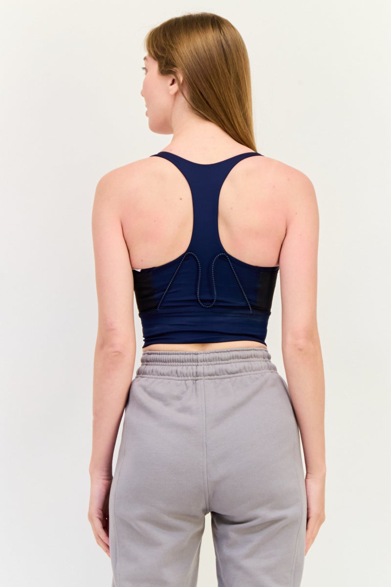 Adidas x Marimekko Women Padded Training Sports Bra, Navy Blue - Image 2