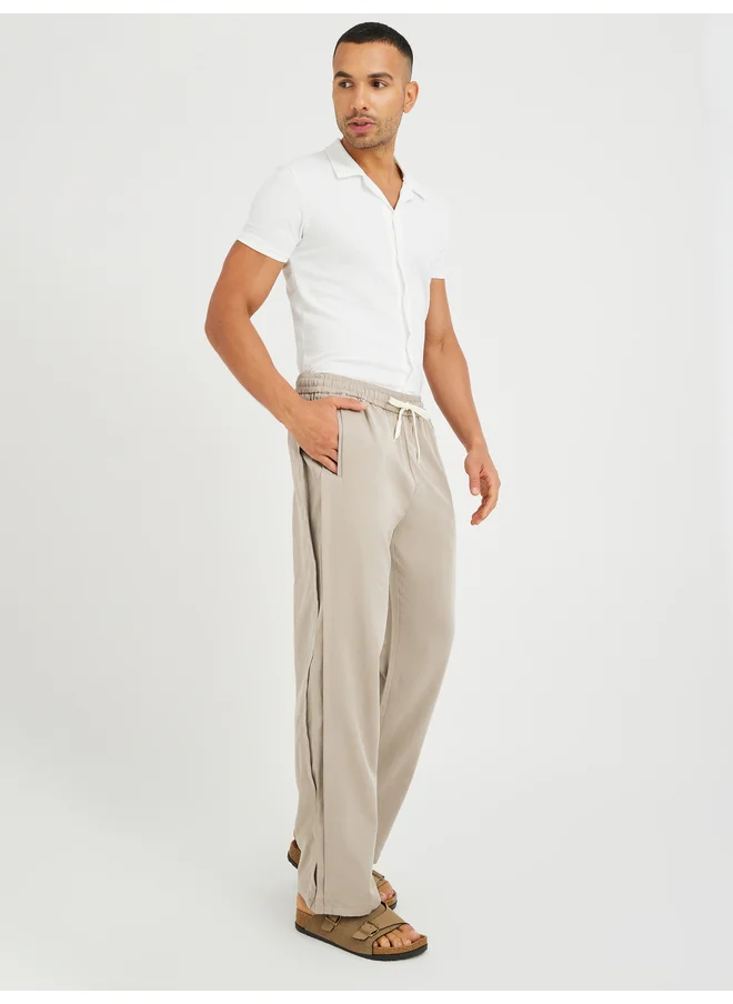 تايك تو Take Two Solid Relaxed Fit Slant Pocket Suit Pants