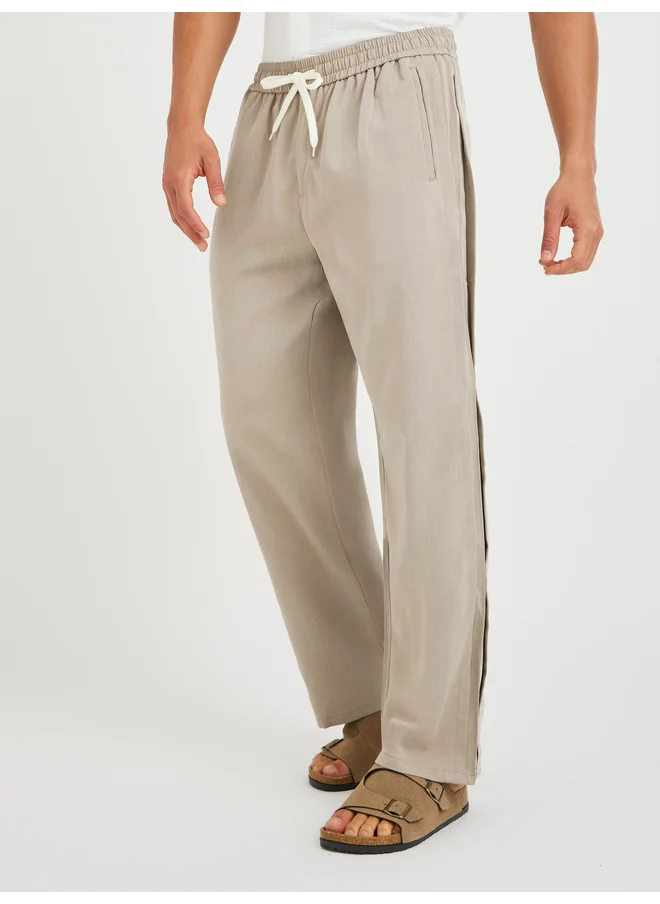 تايك تو Take Two Solid Relaxed Fit Slant Pocket Suit Pants