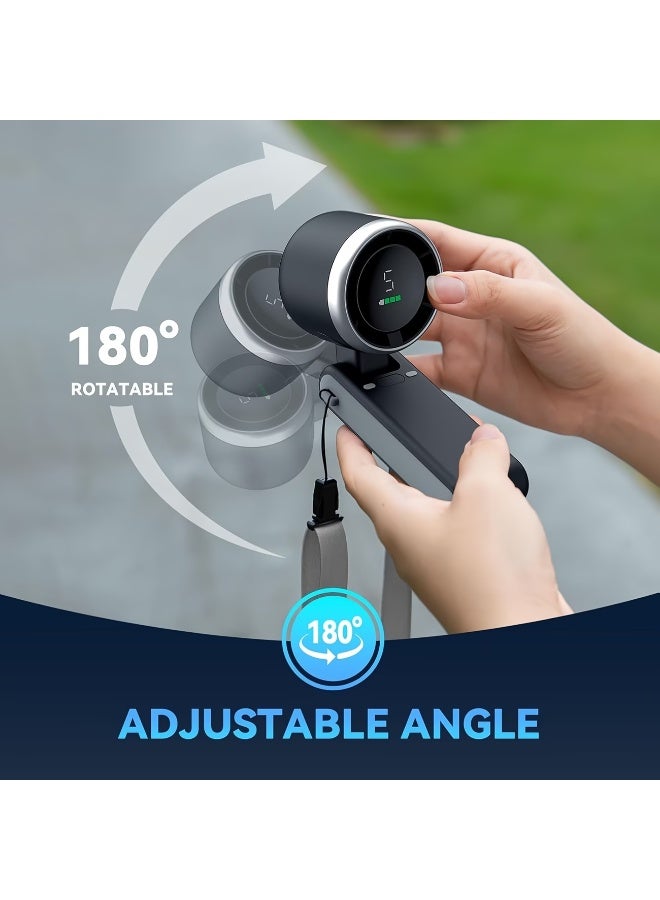 FUDIYA Portable Handheld Mini Turbine Fan, USB Rechargeable Travel Personal Fan, 5 Wind Speeds, 13550RPM Speed, Working Time Up to 10 Hours, Handheld/Neck/Desktop Fan 3-in-1 Foldable Silent Cooling Fan for Beach Vacation/Outdoor/Home/Office - Image 4