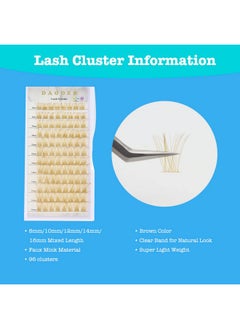 DAODER Brown Lash Clusters Blonde Lash Extension 96pcs Light Brown Cluster Lashes D Curl 8-16mm Wispy Individual Lashes With Clear Lash Band Eyelash Extension Clusters By DAODER(Brown Lash Cluster 007)  - Image 5