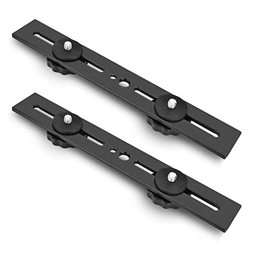 UTEBIT 8 inch Flash Bracket, Dual Camera Mount Extension Bar with 1/4 Screw Hot Shoe, Straight Flash Bracket Tripod Mount for DSLR Camera LED Light Studio Video Microphone, 2Packs - Image 1