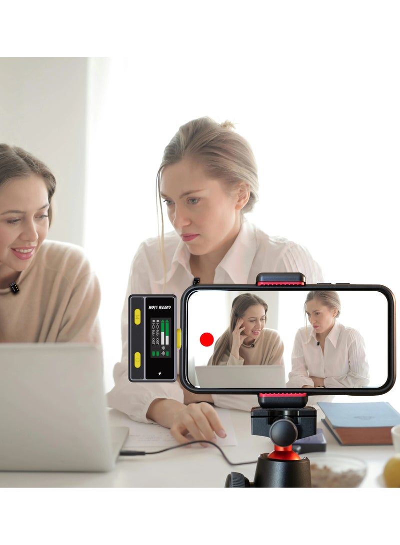 جرين ليون ميكروفون لاسلكي مع جهاز تحكم عن بعد / مراقبة في الوقت الفعلي / شاشة رقمية / التقاط صوت عالي الجودة / إلغاء الضوضاء البيئية / صوت واضح ودقيق - أسود - Image 3