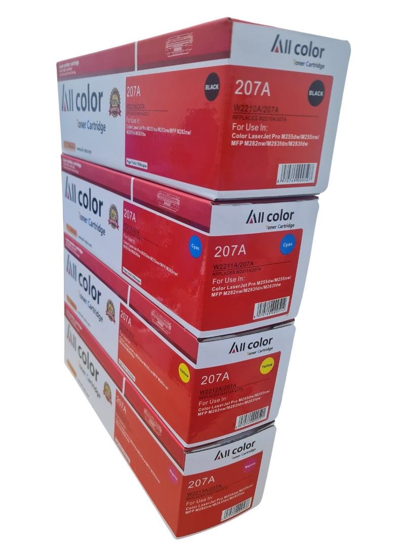 ALL COLOR 207A Compatible for HP Toner Cartridge W2210A W2211A W2212A W2213A Toner, Work for Color Pro M255dw M255nw MFP M282nw M283 Series Printers, 1 Set (with Chip)  - Image 2
