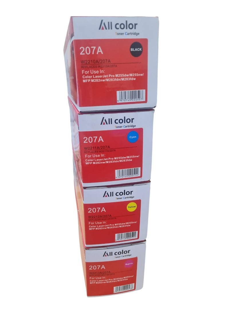 ALL COLOR 207A Compatible for HP Toner Cartridge W2210A W2211A W2212A W2213A Toner, Work for Color Pro M255dw M255nw MFP M282nw M283 Series Printers, 1 Set (with Chip)  - Image 3