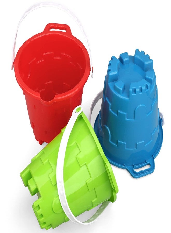 Dilabnba Beach Sand Toy Bucket Gear For Kids Adult, 7" Plastic Beach Castle Mold Buckets, Sand Pail Water Bucket for Summer Party Fishing, Space Saving Outdoor Waterpot for Garden Camping Accessory (3PCS) - Image 1