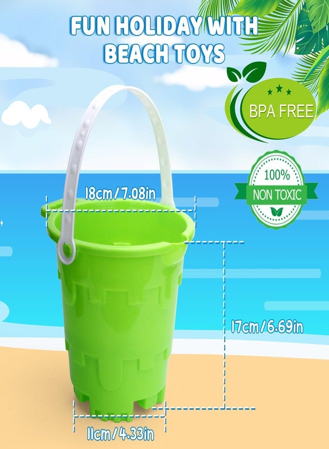 Dilabnba Beach Sand Toy Bucket Gear For Kids Adult, 7" Plastic Beach Castle Mold Buckets, Sand Pail Water Bucket for Summer Party Fishing, Space Saving Outdoor Waterpot for Garden Camping Accessory (3PCS) - Image 2