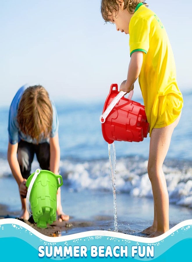 Dilabnba Beach Sand Toy Bucket Gear For Kids Adult, 7" Plastic Beach Castle Mold Buckets, Sand Pail Water Bucket for Summer Party Fishing, Space Saving Outdoor Waterpot for Garden Camping Accessory (3PCS) - Image 5