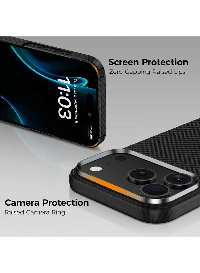 Mobcos Mobcos 17 Pro Max Fiber Chex Plain Black Mobcos iPhone 17 Pro Max Chex Plain Black Aramid Fiber Case, 1500D Fusion Weave, Ultra Slim Lightweight Magnetic Cover, MagSafe Compatible  | Best Price UAE