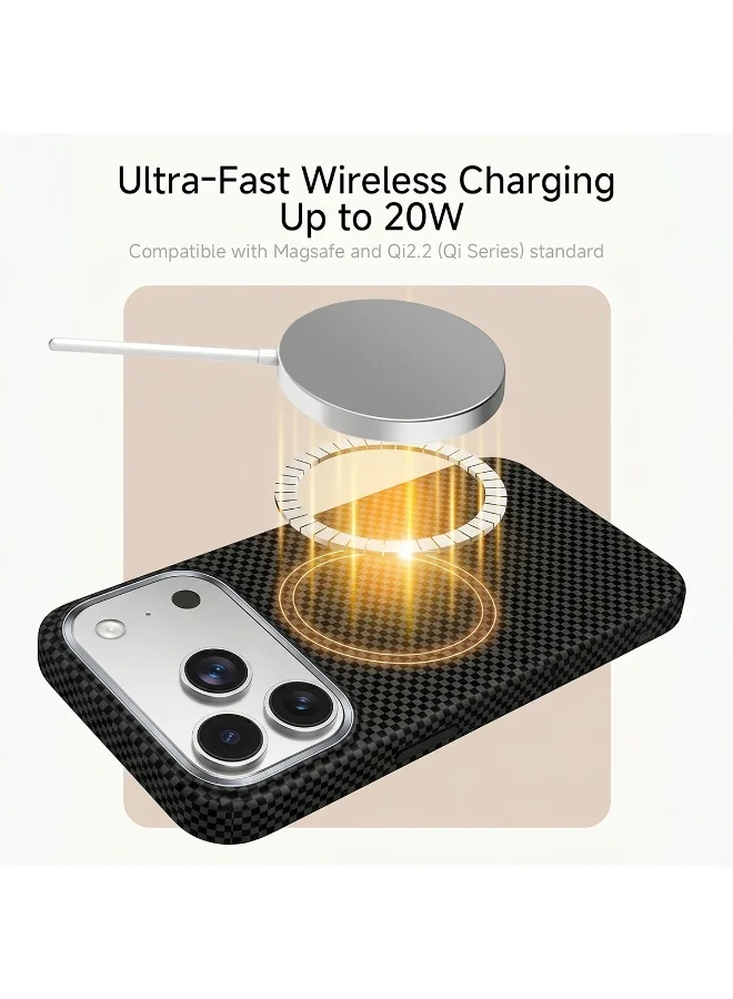 Mobcos Mobcos 17 Pro Max Fiber Chex Plain Black Mobcos iPhone 17 Pro Max Chex Plain Black Aramid Fiber Case, 1500D Fusion Weave, Ultra Slim Lightweight Magnetic Cover, MagSafe Compatible  | Best Price UAE