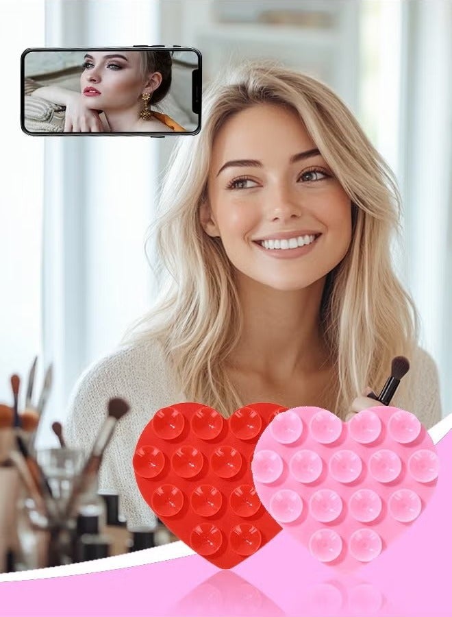 10 قطع على شكل قلب سيليكون شفط كوب حامل الهاتف | حوامل هاتف متعددة الأغراض مضادة للانزلاق وذاتية اللصق للمنزل والسيارة - Image 3