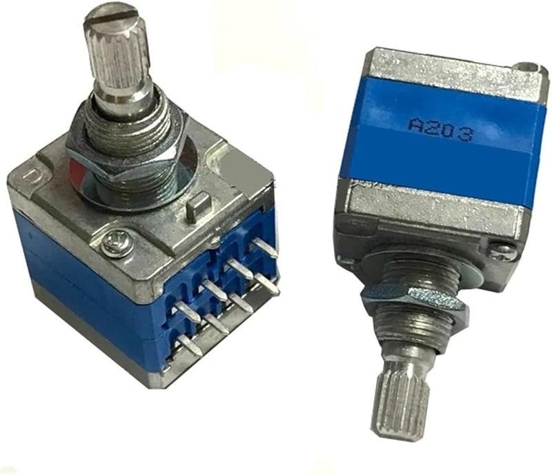 A20K Stereo Volume Potentiometer 8 Pins Switch 20mm Plum Shaft AD 66A - Image 1