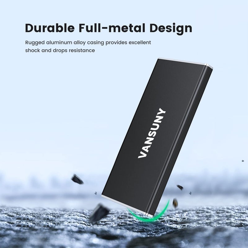 Vansuny فان سوني 1 تيرابايت SSD خارجي محمول، USB 3.1 جين 2 500 ميجابايت/ثانية نقل بيانات عالي السرعة، محرك أقراص صلب خارجي صغير معدني USB C للكمبيوتر، اللابتوب، الهواتف والمزيد - Image 4