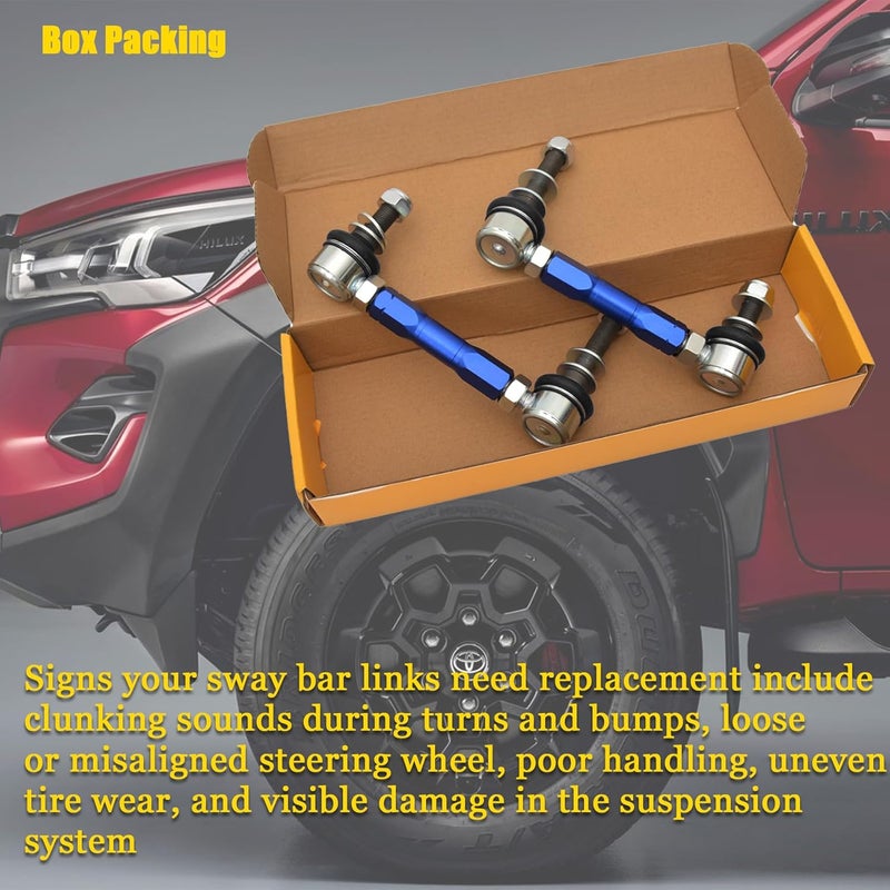 JS SUPER WORK 7.5-9.9' Adjustable Front Stabilizer Bar Link Kit Fit for Toyota 4Runner/FJ CRUISER/HILUX/FORTUNER/LAND CRUISER PRADO 150 120 /Lexus GX470, 2“ Lift Replacement Parts M12 Sway Bar Link | Modification,gx470 front sway bar - Image 5