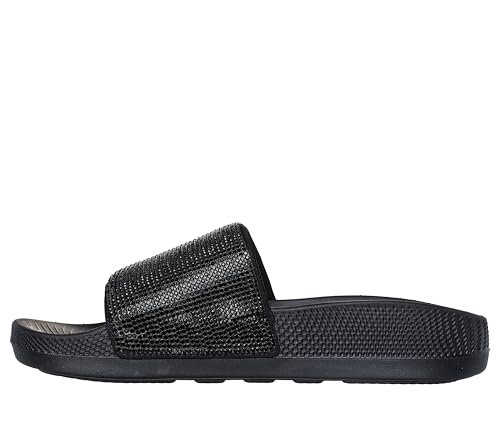 SKECHERS صندل سلايد برباط فردي للنساء من سكيشرز، أسود/أسود، 7 - Image 2