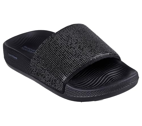 SKECHERS صندل سلايد برباط فردي للنساء من سكيشرز، أسود/أسود، 7 - Image 4