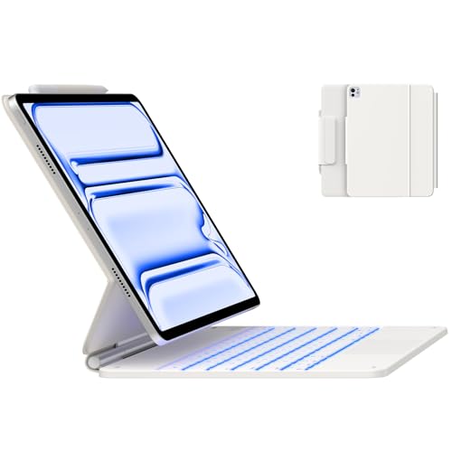typecase Edge Keyboard for iPad Pro 13 (M5-2025 & M4-2024), 11-Colors Backlit & Precision Multi-Touch Trackpad, Magic Floating Cantilever Magnetic Stand (Not fit Pro 12.9/ Air 13) -White'26 - Image 1
