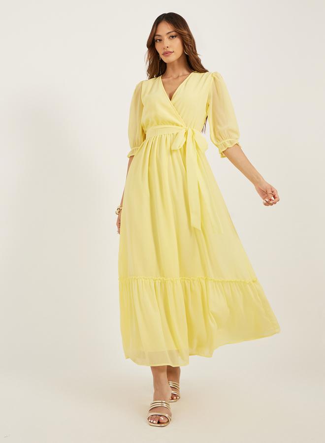 Styli Plain Half Sleeves A-line Maxi Dress - Image 1