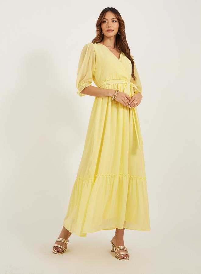 Styli Plain Half Sleeves A-line Maxi Dress - Image 2