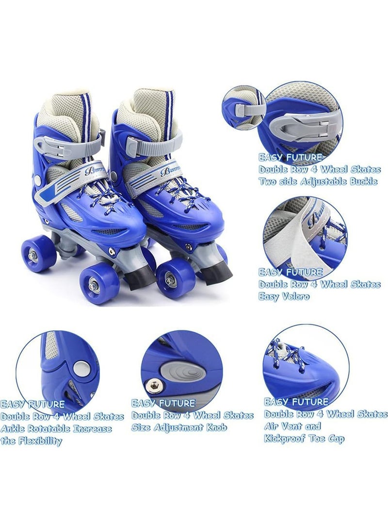 Roller Skates Shoes with double rows 4 Wheels Adjustable Shoe Size AREA for Boys and Girls