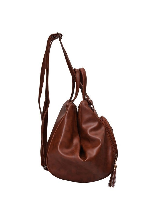 creeper Leather Backpack Purse for Women and Girls with Sling Bags - Brown - Image 5