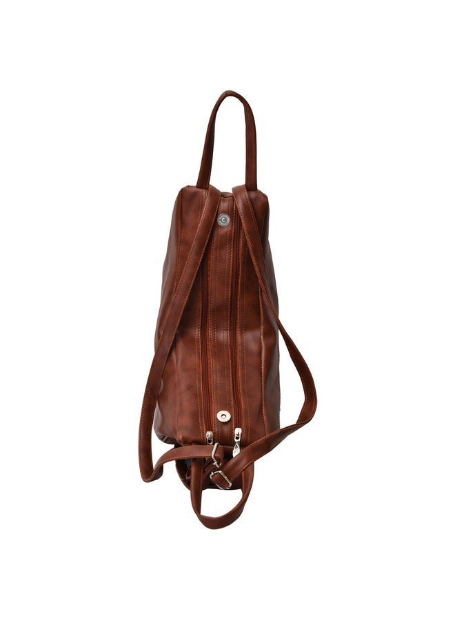 creeper Leather Backpack Purse for Women and Girls with Sling Bags - Brown - Image 4