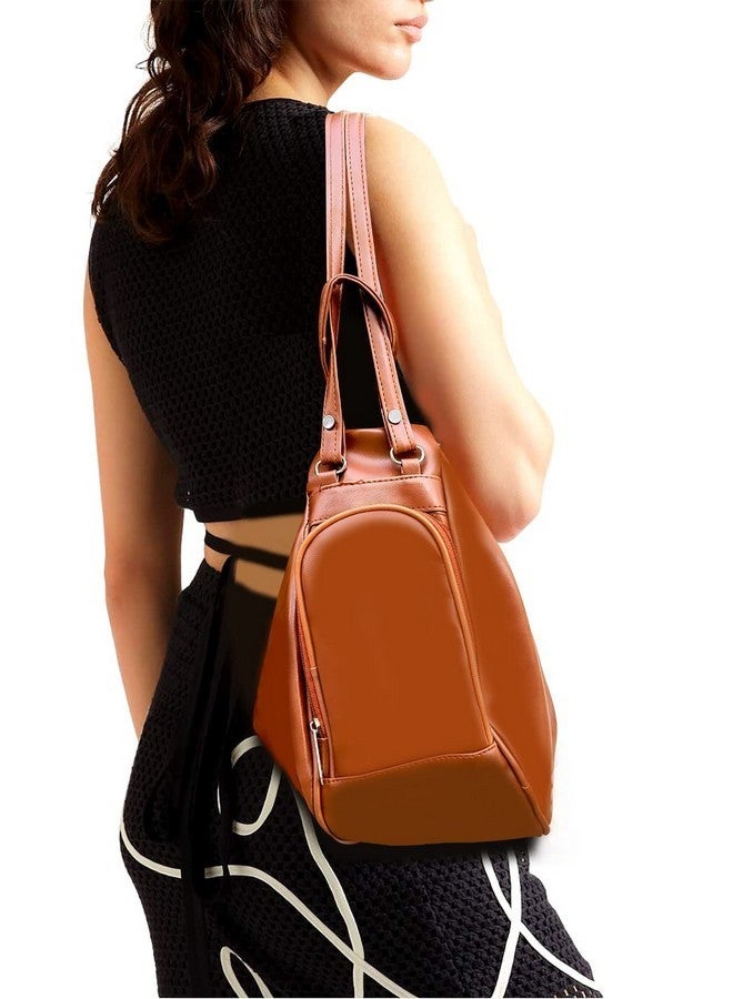 creeper Leather Backpack Purse for Women and Girls with Sling Bags - Brown - Image 3