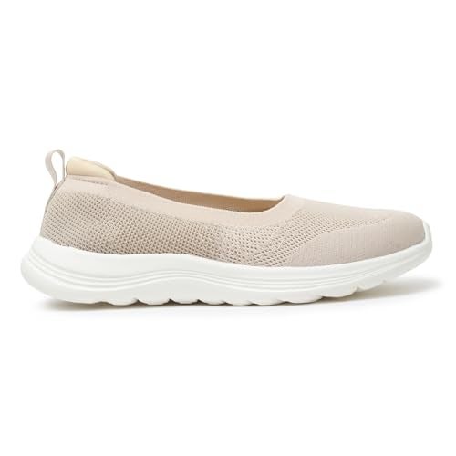 YOHO Knitted Slip-Ons for Women | Lightweight, Stylish & Casual Without Lace Sneakers for Woman | Extra Soft Insole & Shock Absorbing, Walking Loafer Shoes for Ladies SOS-113 | Beige - UK 8 - Image 4