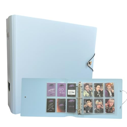 MEOWCAFE K-KEEP [A5 Extra Wide] 6 Pocket/5 Pocket Binder - [1.5 Inch] - [Minimalist Series] - D-Ring Compact Beginner Friendly Kpop Photocard Collector Binder for OT5 or OT6 Collector (Icy Blue) - Image 5