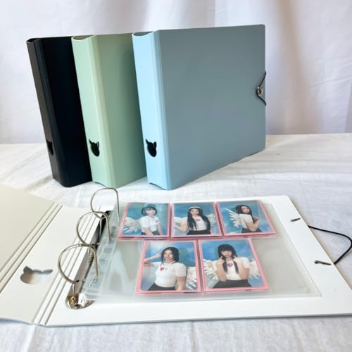 MEOWCAFE K-KEEP [A5 Extra Wide] 6 Pocket/5 Pocket Binder - [1.5 Inch] - [Minimalist Series] - D-Ring Compact Beginner Friendly Kpop Photocard Collector Binder for OT5 or OT6 Collector (Icy Blue) - Image 2