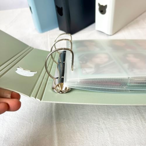 MEOWCAFE K-KEEP [A5 Extra Wide] 6 Pocket/5 Pocket Binder - [1.5 Inch] - [Minimalist Series] - D-Ring Compact Beginner Friendly Kpop Photocard Collector Binder for OT5 or OT6 Collector (Icy Blue) - Image 3