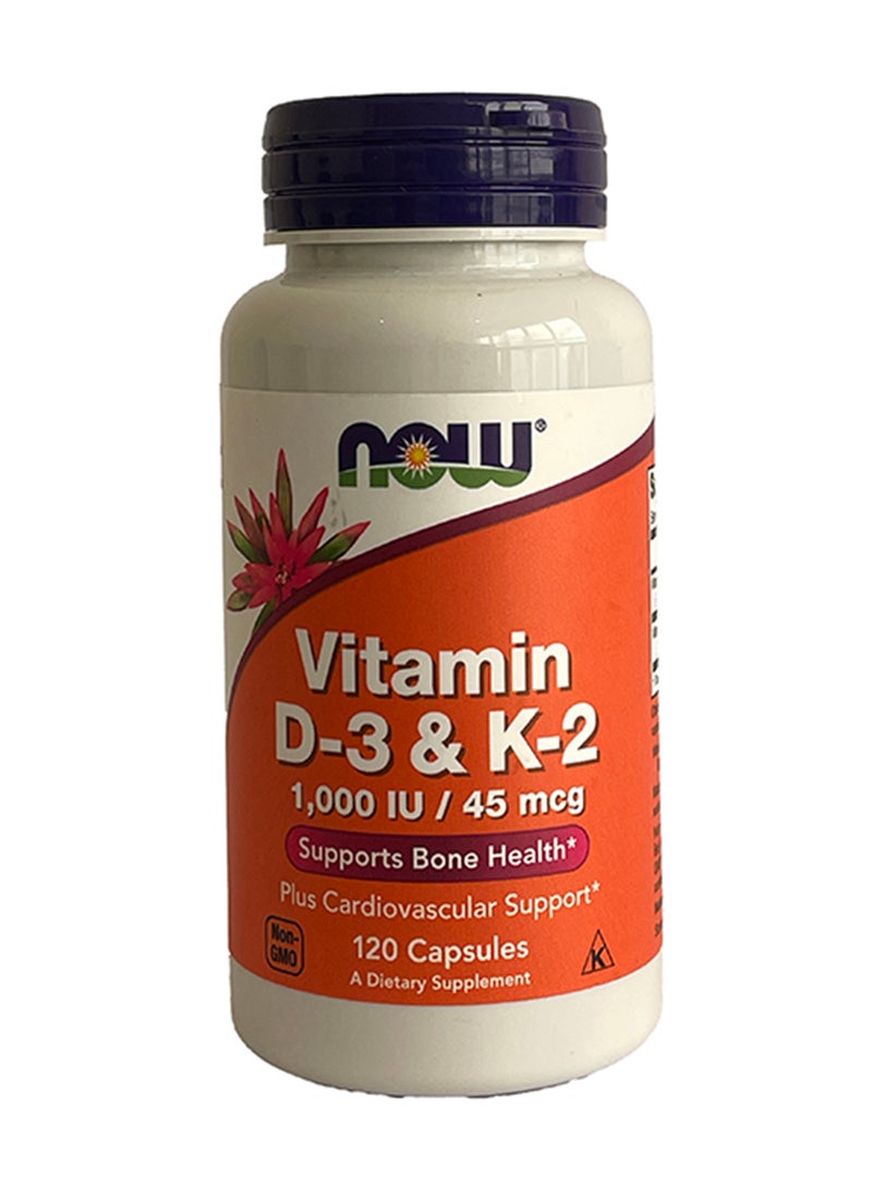 now فيتامين د-3/K2 1000 وحدة دولية /45 ميكروغرام 120 كبسولة نباتية